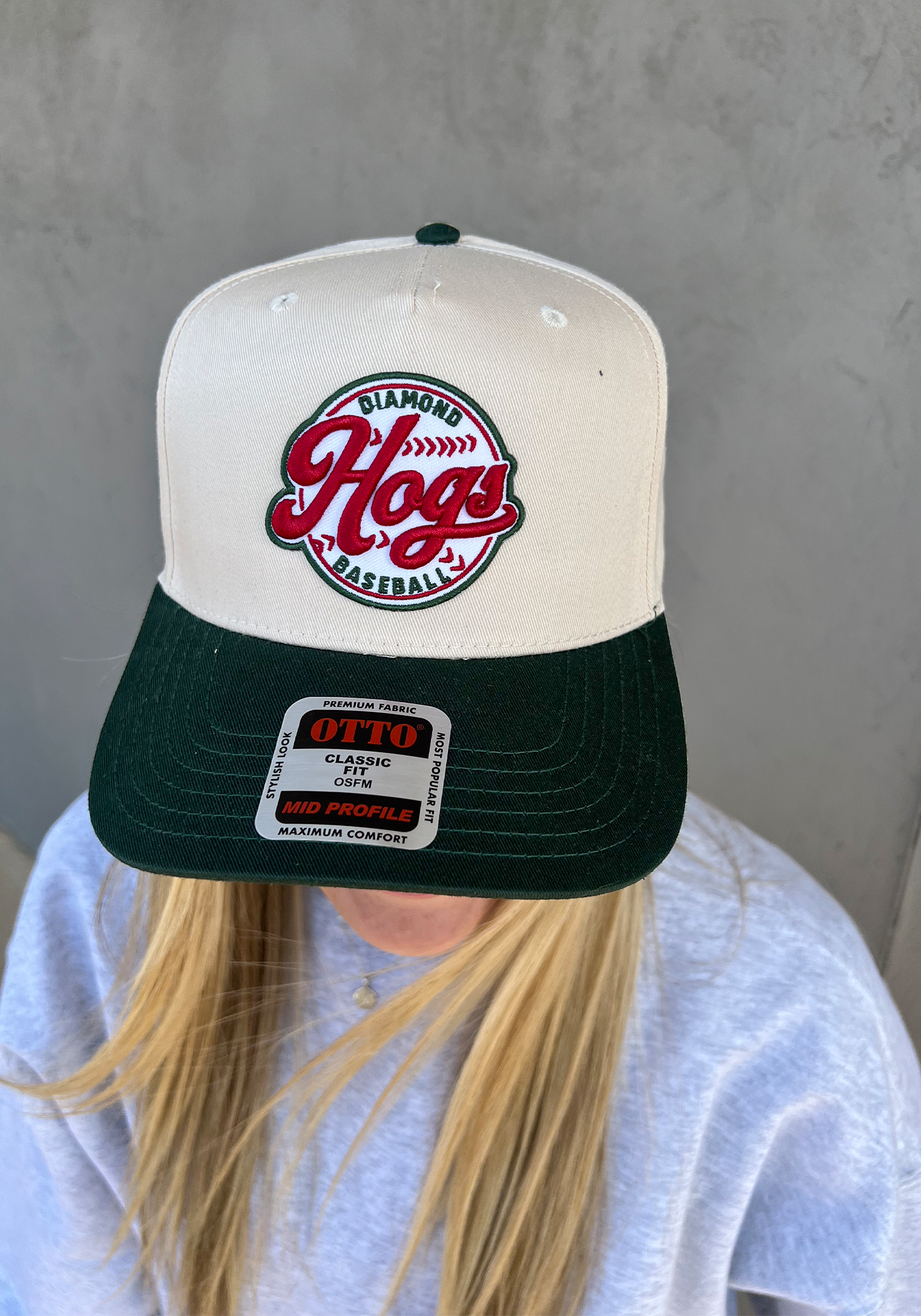 Diamond Hogs Baseball Hat Ivory/Green - Main Image